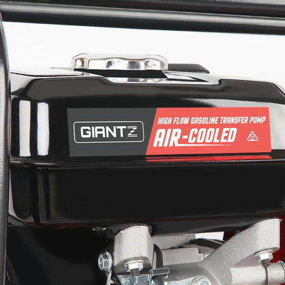 Giantz Petrol Water Pump, 2" 7HP Max High Flow Transfer Fire Fighting Pumps Rain Tank Oil Irrigation Garden Farm Pond Outdoor Irrigations, with Hose Fittings Inlet Filter Rubber Feet Black Red.