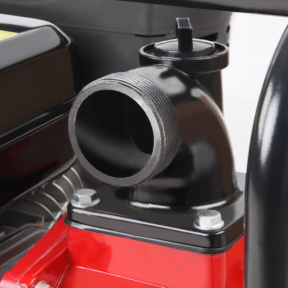 Giantz Petrol Water Pump, 2" 7HP Max High Flow Transfer Fire Fighting Pumps Rain Tank Oil Irrigation Garden Farm Pond Outdoor Irrigations, with Hose Fittings Inlet Filter Rubber Feet Black Red.