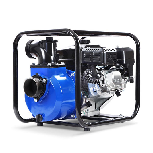 Giantz 3" Petrol Water Pump 7HP Max 4-Stroke 210cc High Flow 60,000L/H Max Transfer Engine, Fire Fighting Irrigation Rain Tank Pond Garden Farm, Includes Hose Fittings Inlet Filter & Rubber Feet, Blue.