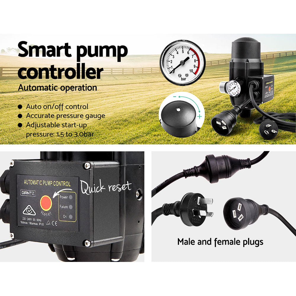 Giantz Peripheral Water Pump Garden Boiler Car Wash Auto Irrigation QB60 Black.