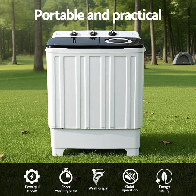 Devanti Portable Washing Machine Twin Tub 7KG White Main Image