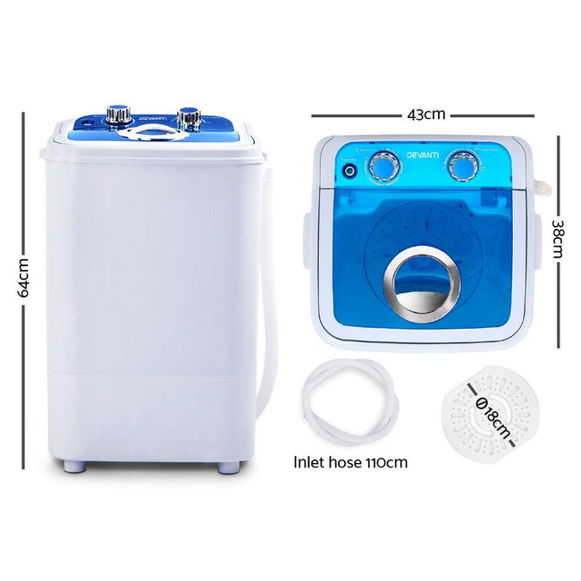 Devanti Portable Washing Machine 4.6KG Blue Main Image
