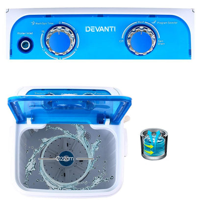 Devanti Portable Washing Machine 4.6KG Blue.