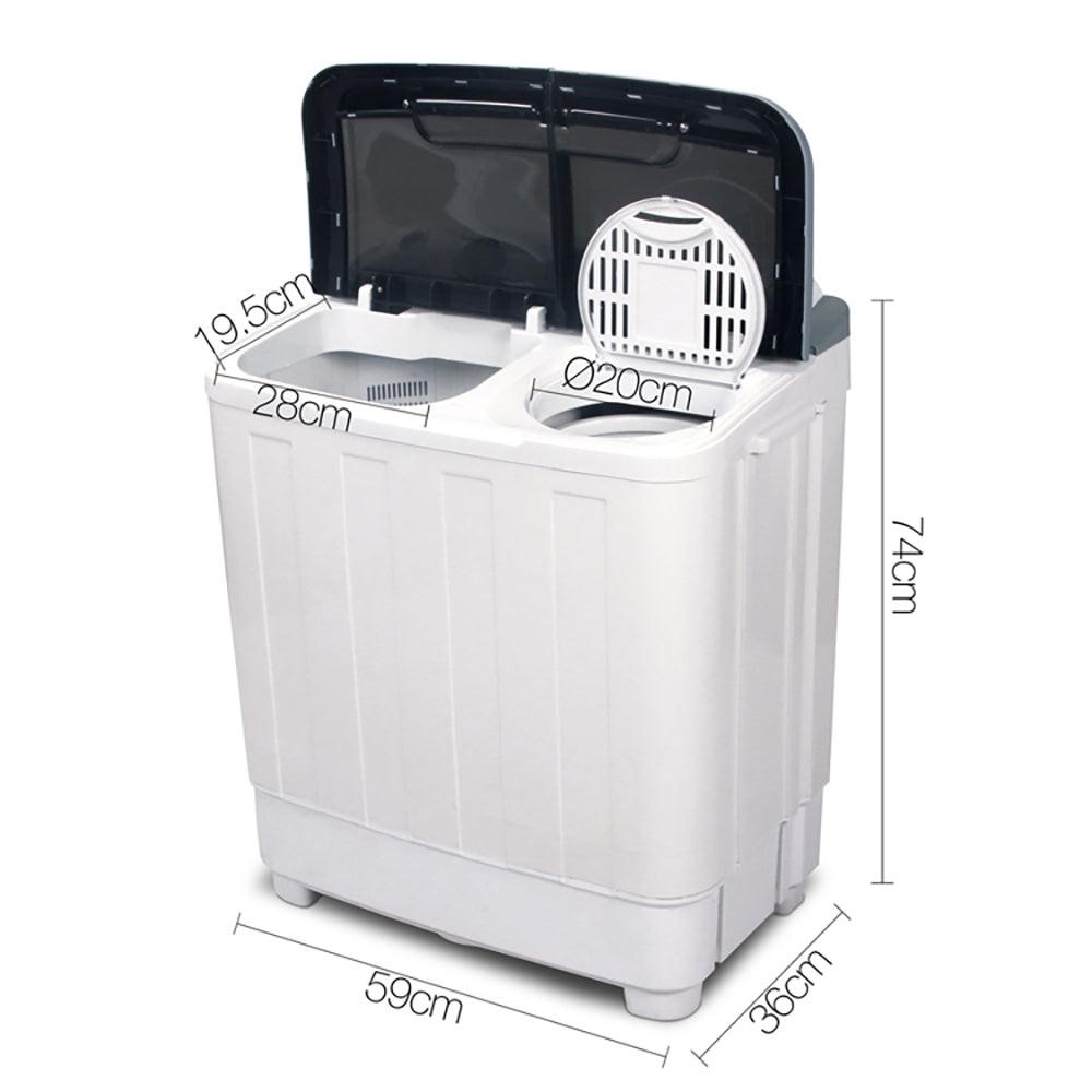 Devanti Portable Washing Machine Twin Tub 4.6KG White.