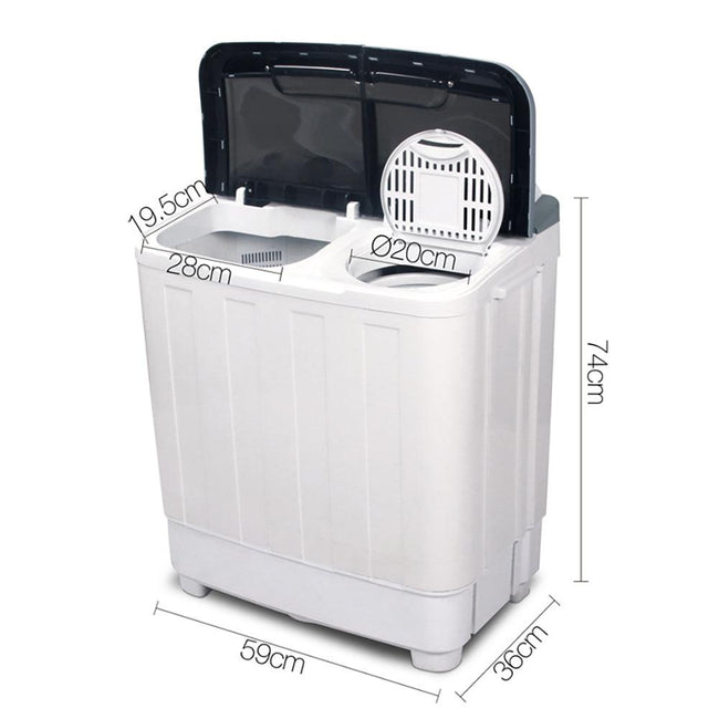 Devanti Portable Washing Machine Twin Tub 4.6KG White Main Image
