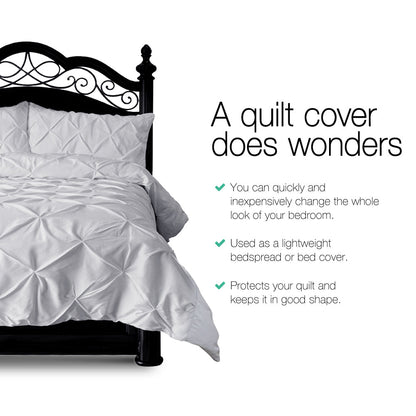 Giselle Bedding Quilt Cover Set Diamond Pinch Grey Queen.