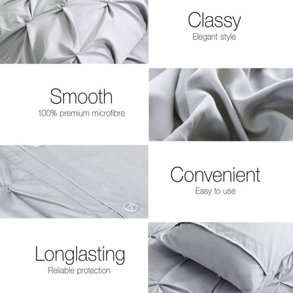 Giselle Bedding Quilt Cover Set Diamond Pinch Grey Queen.