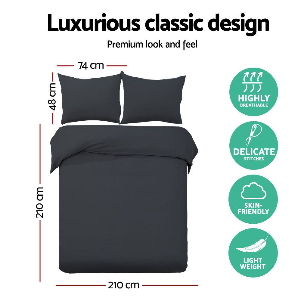 Giselle Bedding Quilt Cover Set Classic Black Queen.