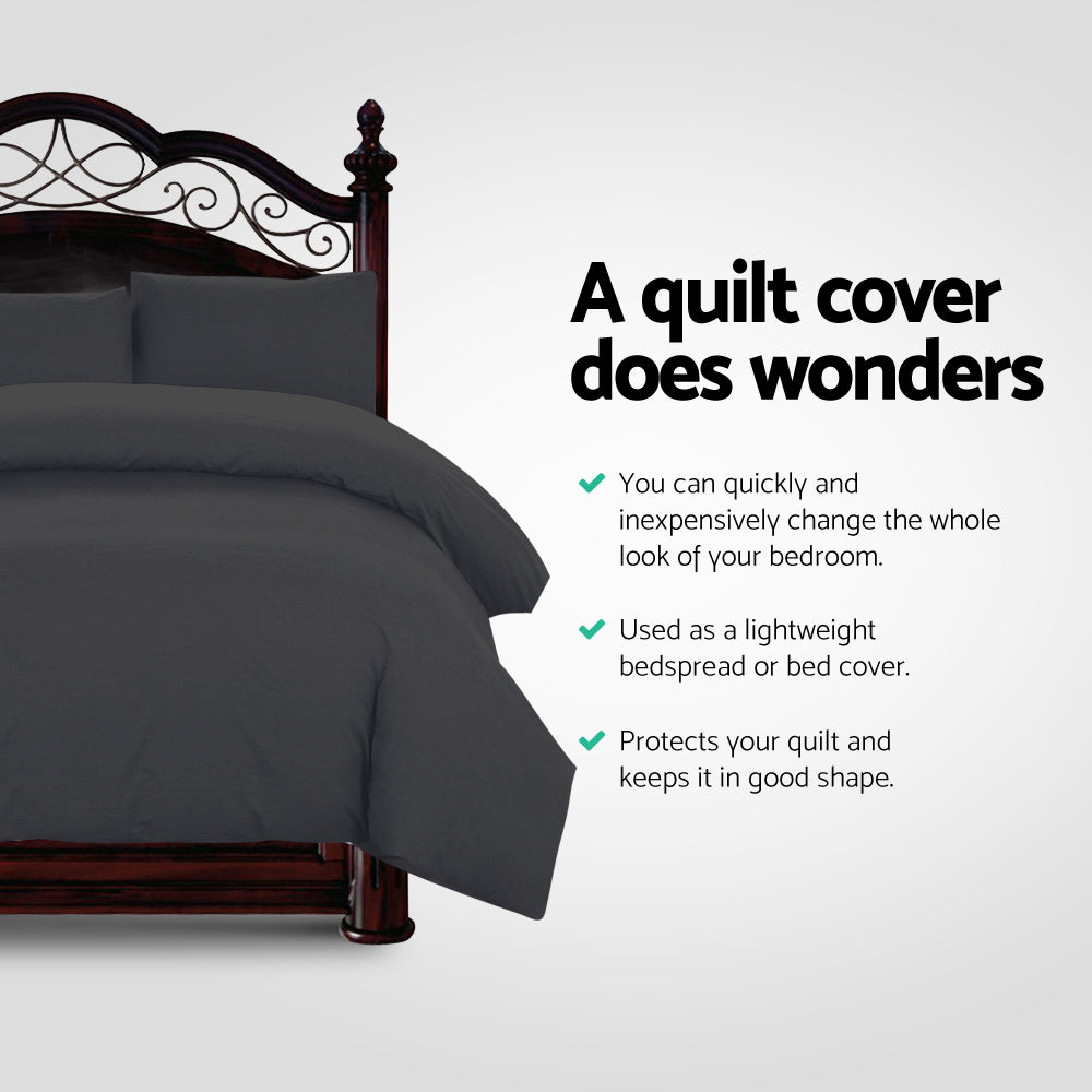 Giselle Bedding Quilt Cover Set Classic Black Queen.