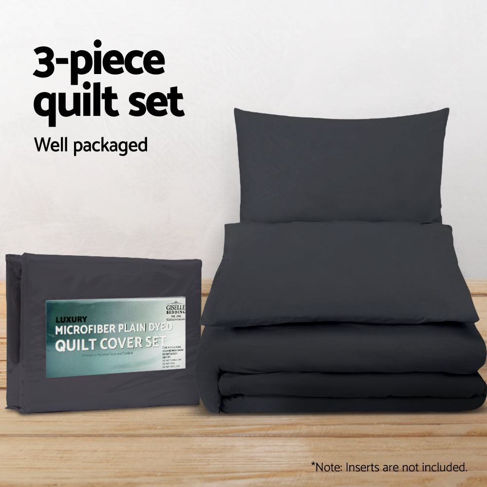 Giselle Bedding Quilt Cover Set Classic Black Queen.