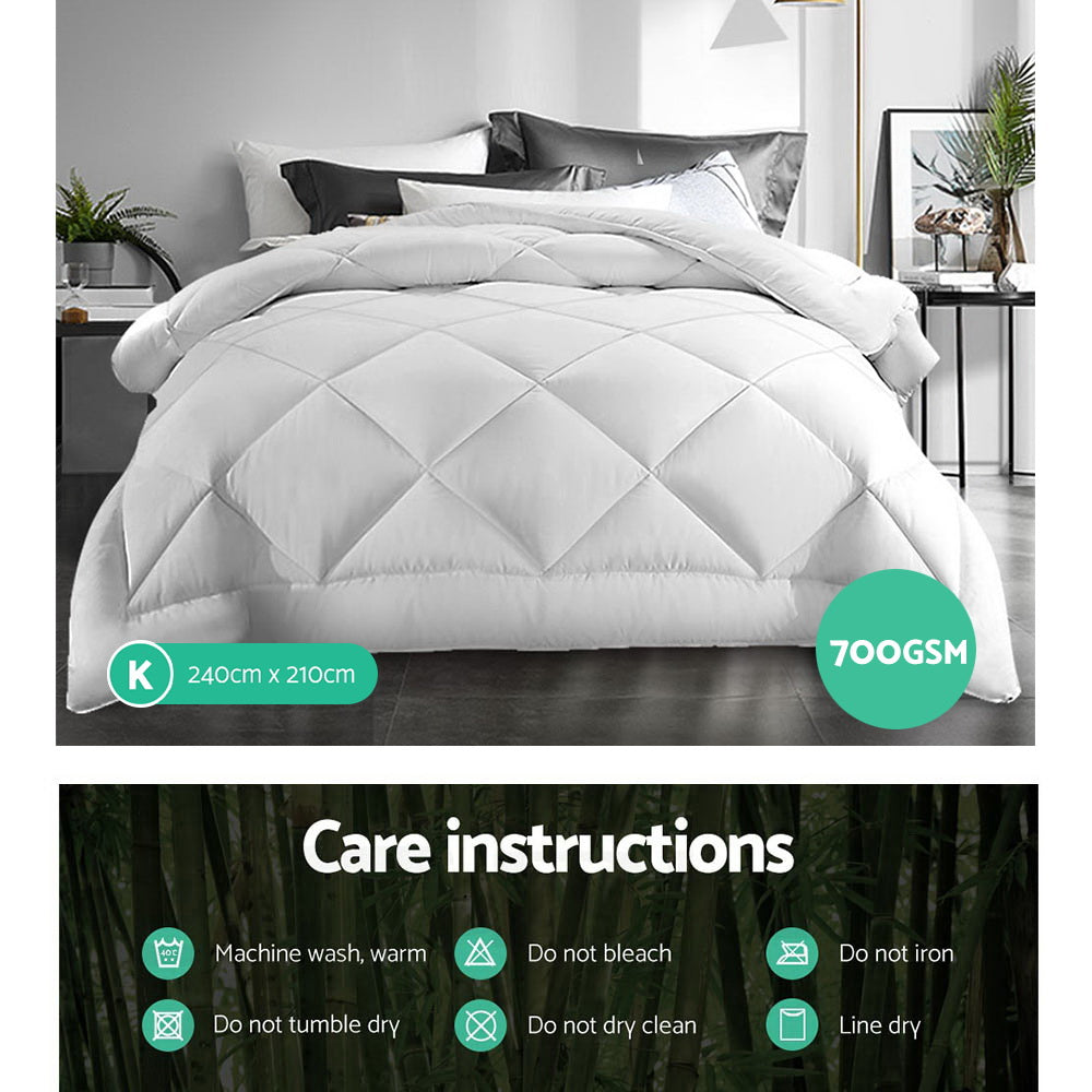 Giselle Bedding 700GSM Microfibre Bamboo Quilt King.