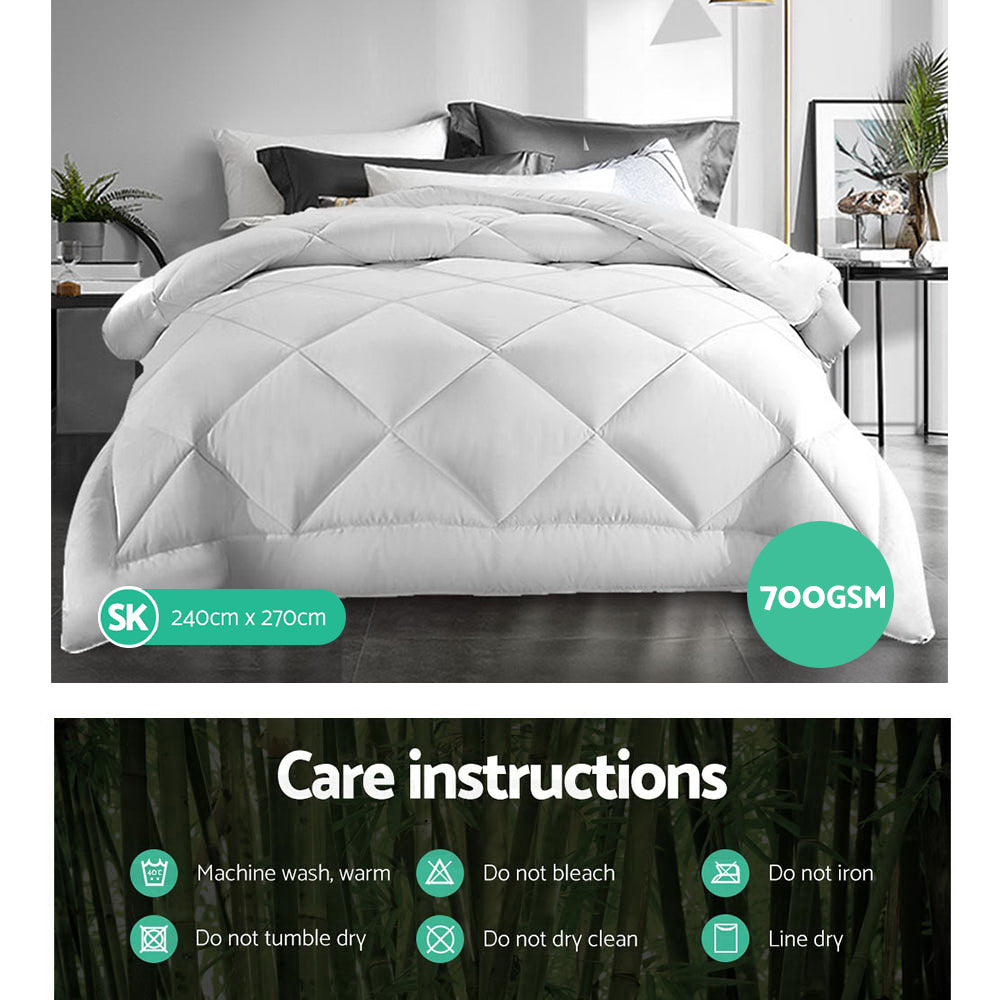 Giselle Bedding 700GSM Microfibre Bamboo Quilt Super King.
