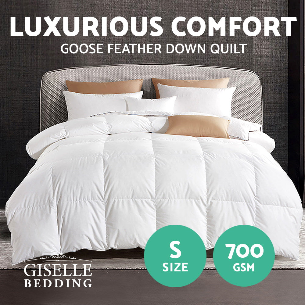 Giselle Bedding 700GSM Goose Down Feather Quilt Single.