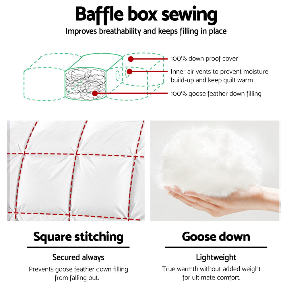 Giselle Bedding 700GSM Goose Down Feather Quilt Single.