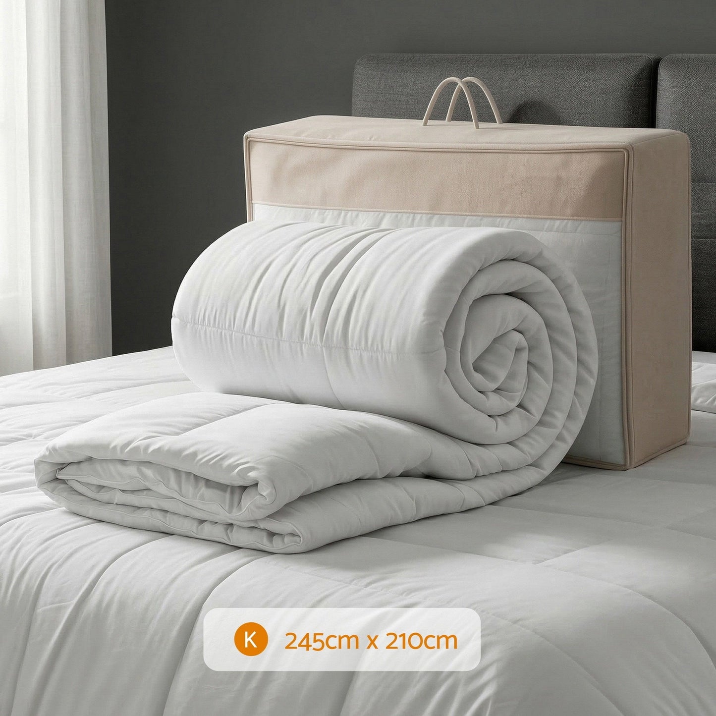 Giselle Bedding Wool Quilt 500GSM Thick King Winter Doona Baffle Box Construction 100% Wool Filling