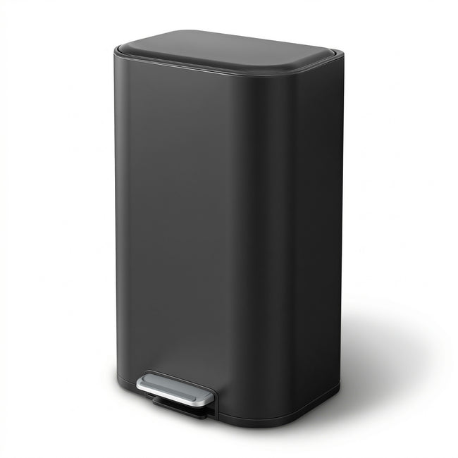 Cefito Kitchen Trash Can 40L Pedal Bins Rubbish Bin Steel with Soft Close Lid, Removable Inner Bucket, Rectangular Garbage Can Recycling Bin, Black Hover Image