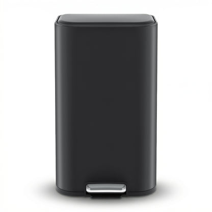 Cefito Kitchen Trash Can 40L Pedal Bins Rubbish Bin Steel with Soft Close Lid, Removable Inner Bucket, Rectangular Garbage Can Recycling Bin, Black