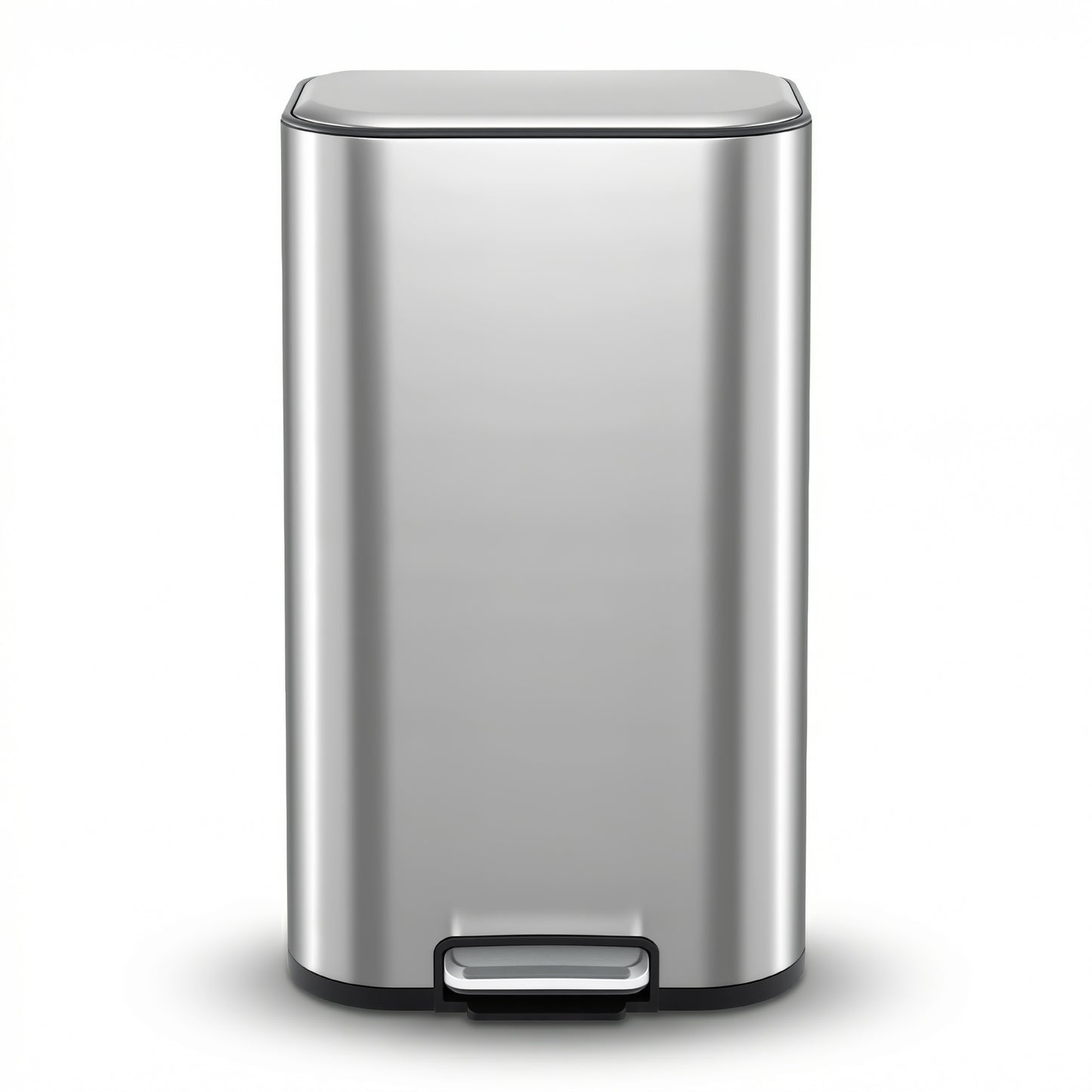 Cefito Kitchen Trash Can 40L Pedal Bins Rubbish Bin Steel with Soft Close Lid, Removable Inner Bucket, Rectangular Garbage Can Recycling Bin, Silver
