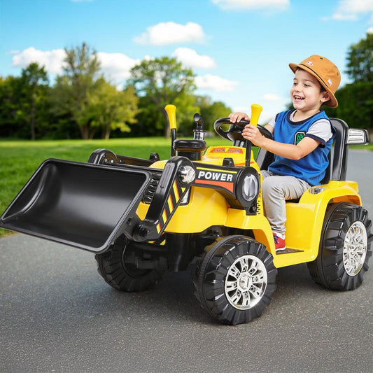 Rigo Kids Electric Ride On Car Bulldozer Digger Loader Remote 6V Yellow.