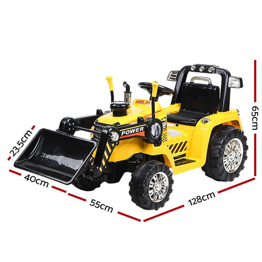Rigo Kids Electric Ride On Car Bulldozer Digger Loader Remote 6V Yellow.