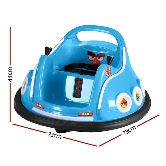 Kids Ride On Car Bumper Electric Toys Cars Light Remote Angry Birds Sticker Blue.