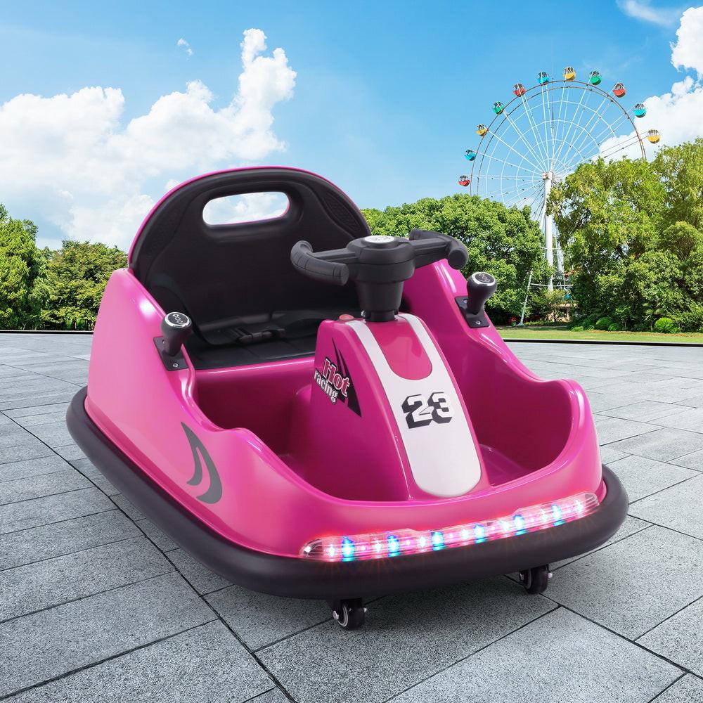 Rigo Kids Ride On Car Bumper Kart 6V Electric Toys Cars Remote Control Pink.
