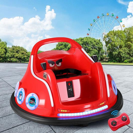 Kids Ride On Car Bumper Electric Ride On Cars Light Remote Angry Birds Sticker Red.