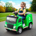 Rigo Kids Ride On Car Garbage Truck Police Light 12V Electric Toys Cars Green.