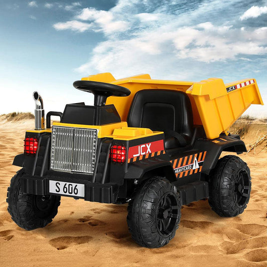 Rigo Kids Electric Ride On Car Dumptruck Loader Toy Cars 12V Yellow.