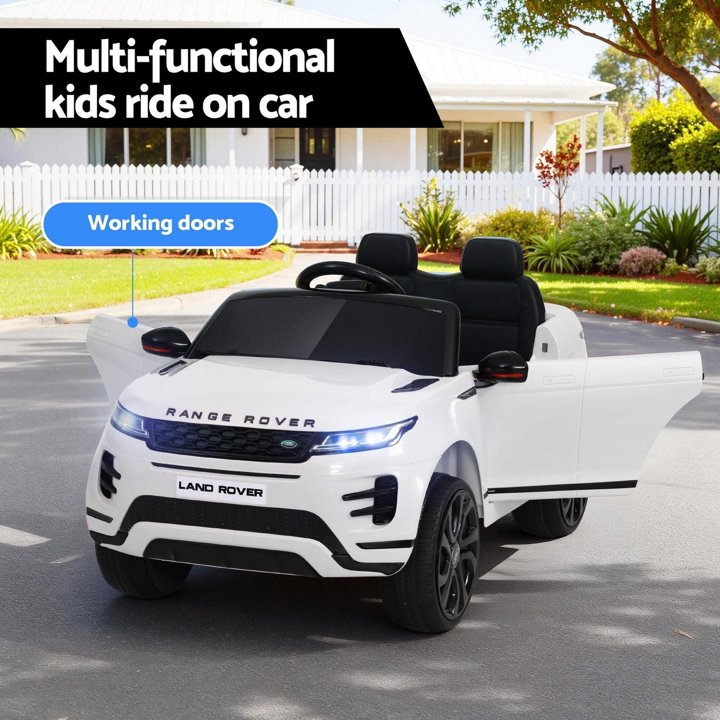 Kids Electric Ride On Car Land Rover Licensed Toy Cars Remote 12V Battery White.