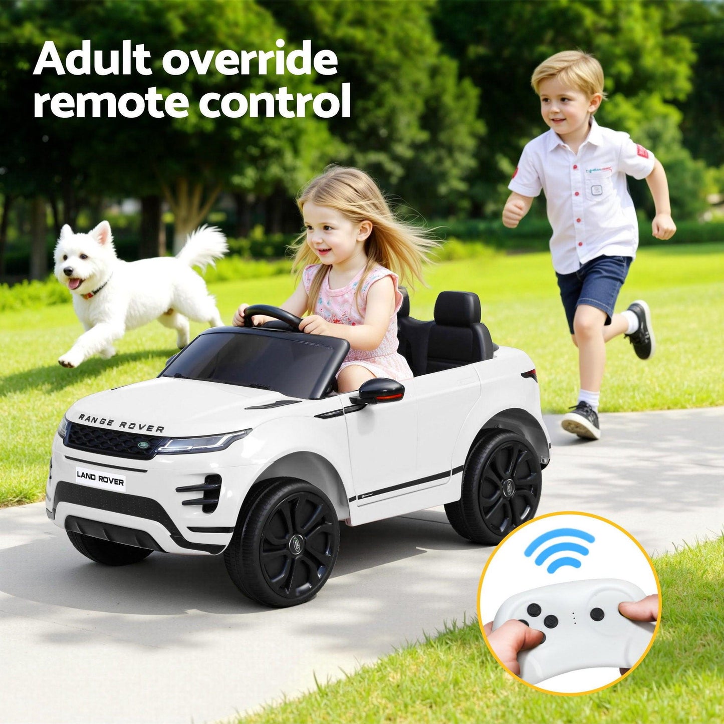 Kids Electric Ride On Car Land Rover Licensed Toy Cars Remote 12V Battery White.