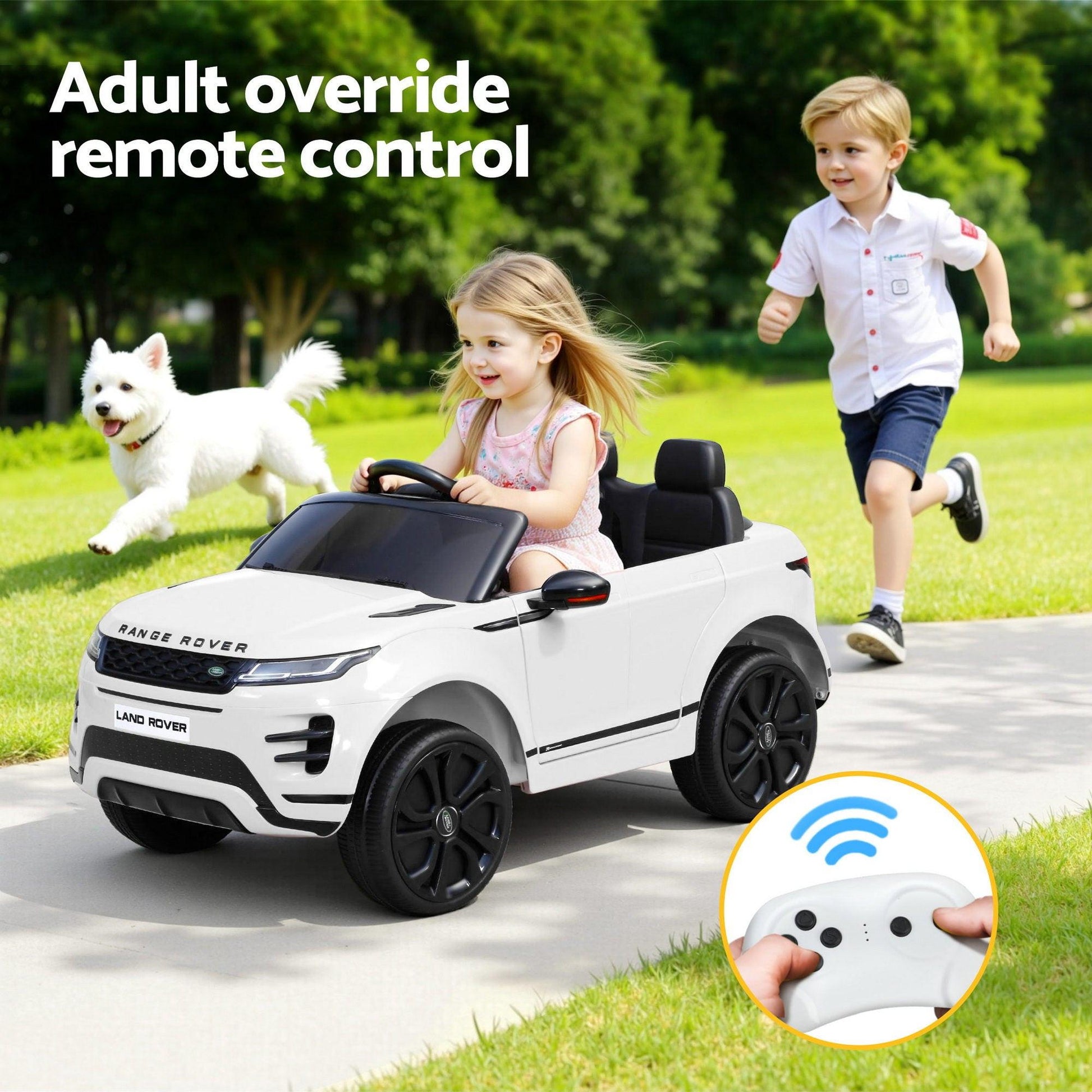 Kids Electric Ride On Car Land Rover Licensed Toy Cars Remote 12V Battery White.