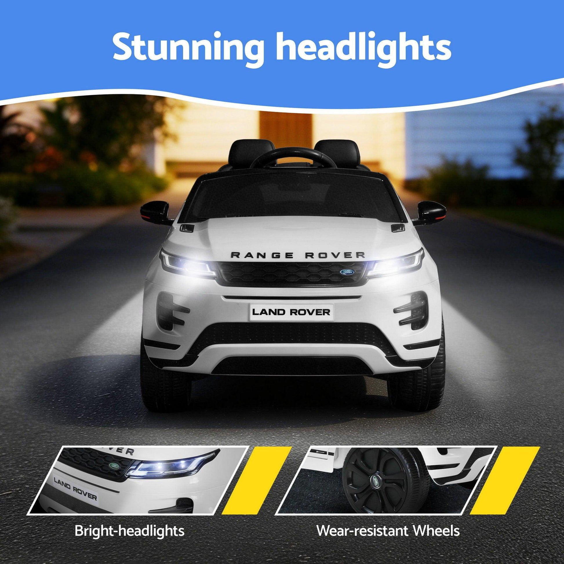 Kids Electric Ride On Car Land Rover Licensed Toy Cars Remote 12V Battery White.