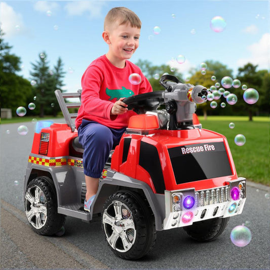 Rigo Kids Electric Ride On Car Fire Engine Fighting Truck Toy Cars 6V Red.