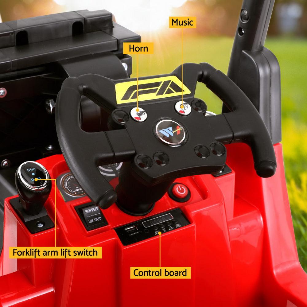 Rigo Kids Electric Ride On Car Forklift Loader Toys Cars Horn Remote 12V Red.