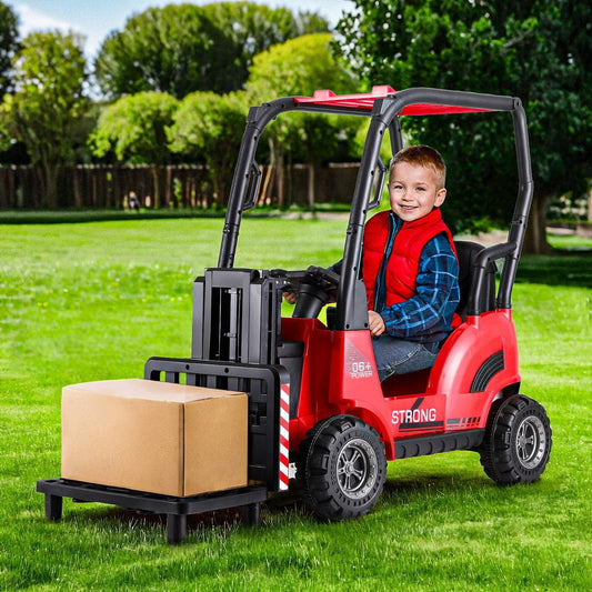 Rigo Kids Electric Ride On Car Forklift Loader Toys Cars Horn Remote 12V Red.