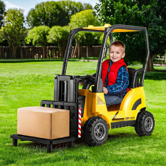 Rigo Kids Electric Ride On Car Forklift Loader Toys Cars Horn Remote 12V Yellow.