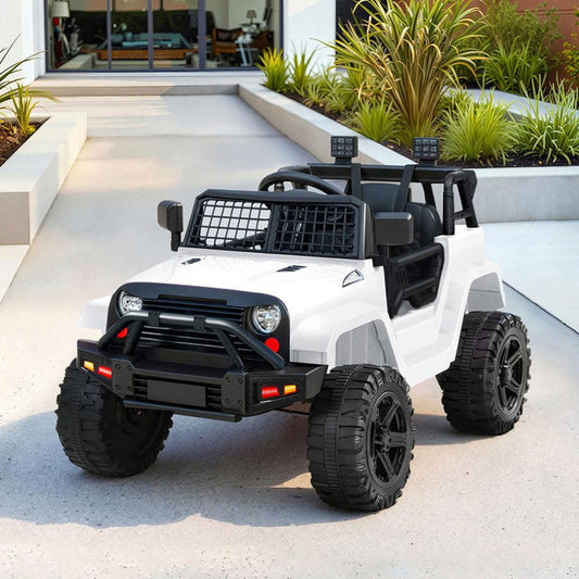 Rigo Kids Electric Ride On Car Jeep Toy Cars Remote 12V White.