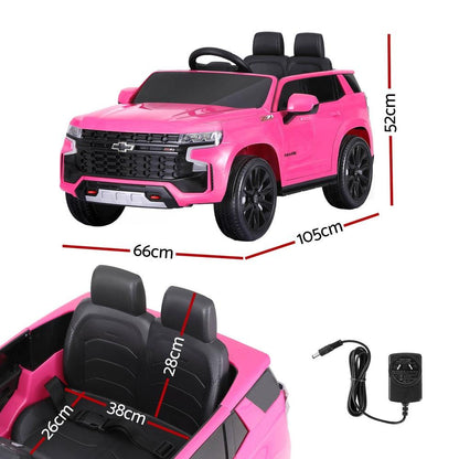 Kids Ride On Car Licensed Chevrolet Tahoe Electric Toys Horn Remote 12V Pink.