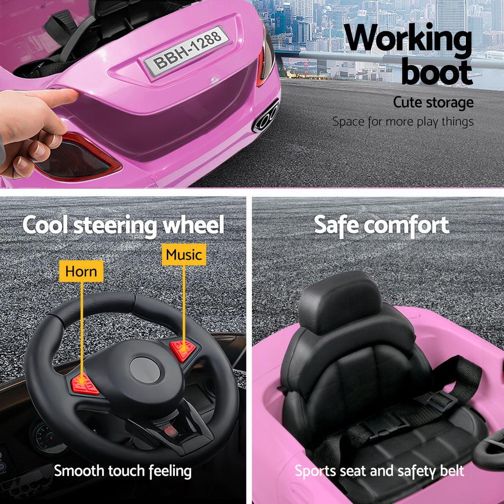 Rigo Kids Electric Ride On Car Toys Cars Headlight Music Remote Control 12V Pink.