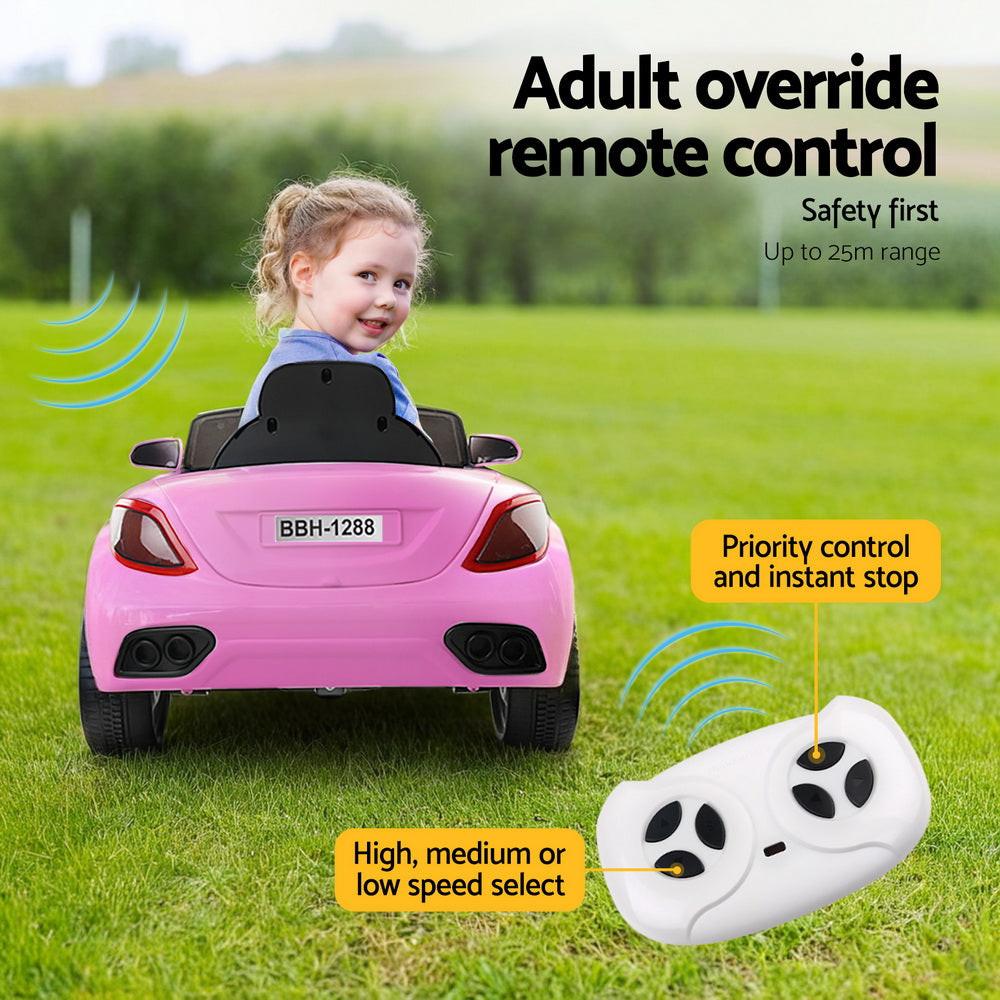Rigo Kids Electric Ride On Car Toys Cars Headlight Music Remote Control 12V Pink.
