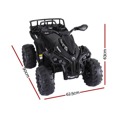 Rigo Kids Ride On Car ATV Quad Motorbike Storage Rack Electric Toys 12V Black.