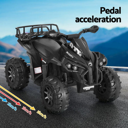 Rigo Kids Ride On Car ATV Quad Motorbike Storage Rack Electric Toys 12V Black.