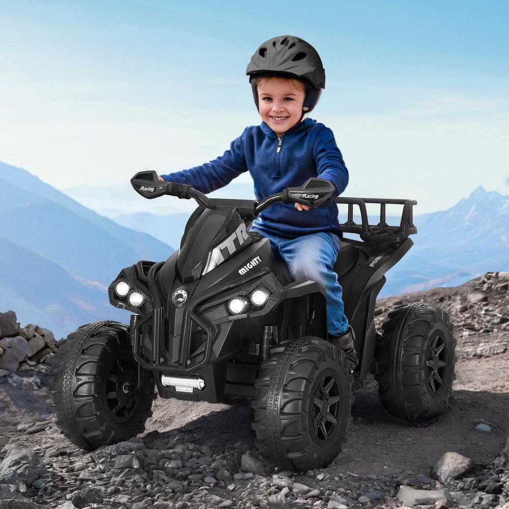 Rigo Kids Ride On Car ATV Quad Motorbike Storage Rack Electric Toys 12V Black.