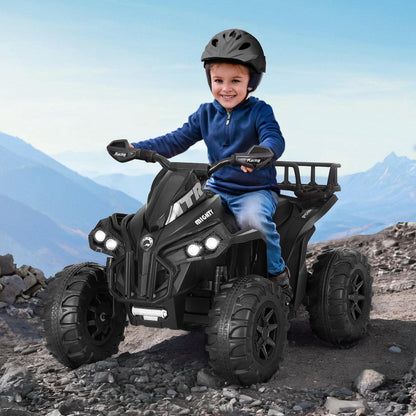 Rigo Kids Ride On Car ATV Quad Motorbike Storage Rack Electric Toys 12V Black.