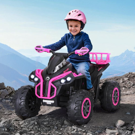 Rigo Kids Ride On Car ATV Quad Motorbike Storage Rack Electric Toys 12V Pink.