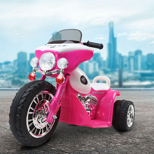 Rigo Kids Electric Ride On Patrol Police Car Harley-Inspired 6V Pink.