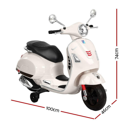Kids Electric Ride On Car Motorcycle Motorbike Vespa Licensed GTS White.