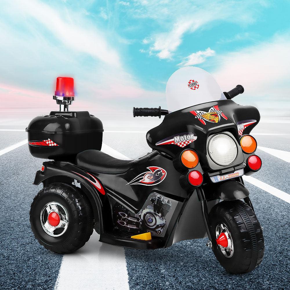 Rigo Kids Electric Ride On Police Motorcycle Motorbike 6V Battery Black.