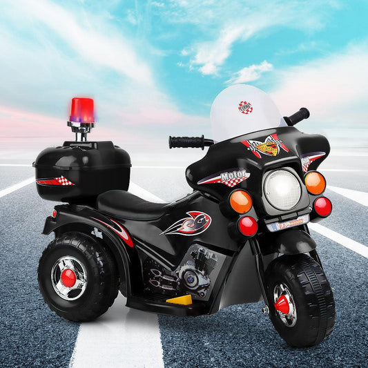 Rigo Kids Electric Ride On Police Motorcycle Motorbike 6V Battery Black.